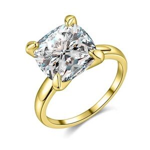 5.62Ct Gold plated 925 Sterling Silver CZ Cushion Cut Ring